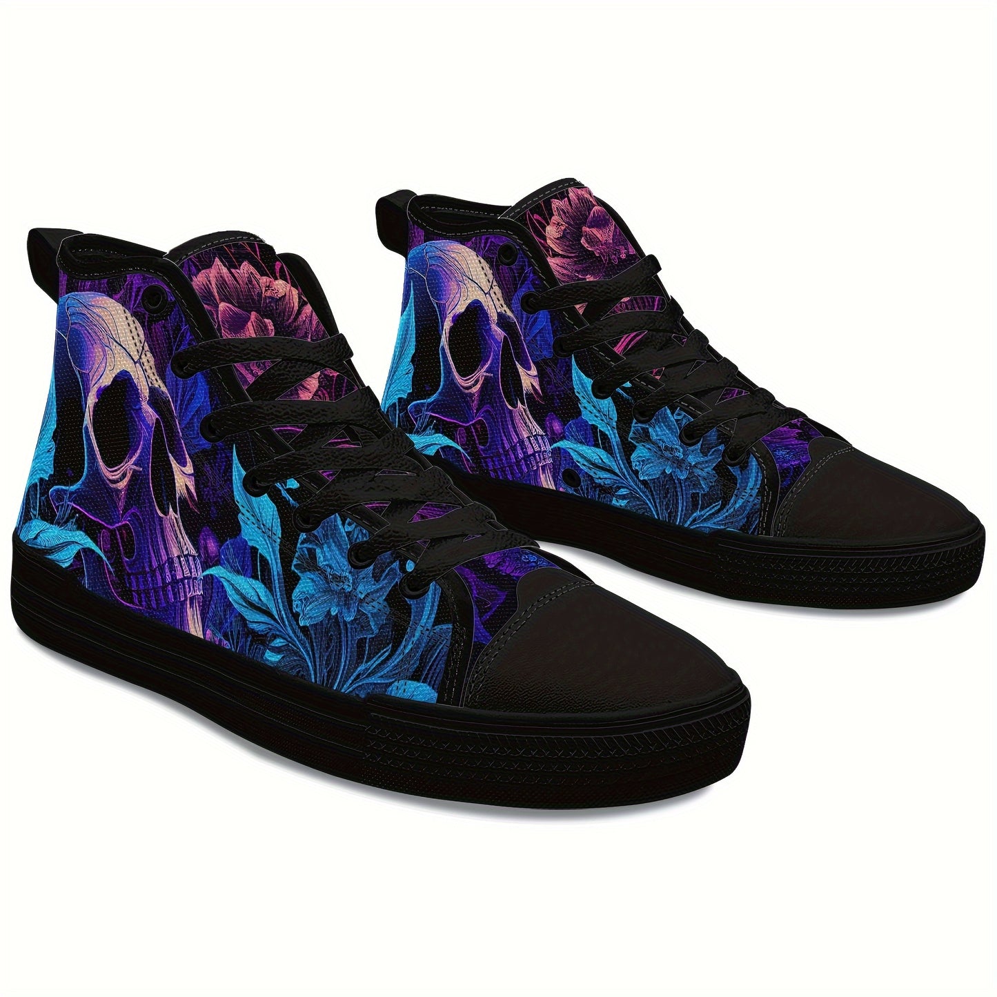 Unisex Vintage Skull Canvas Sneakers